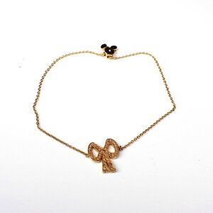 Coach Slider Bracelet Bow Pave Crystals Gold-tone Thailand up to 8"